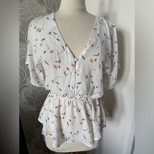 Sienna Sky White Floral Peplum Blouse
